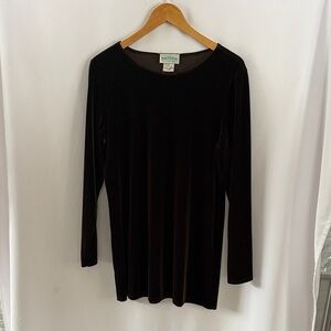 SIMONS CHOCOLATE BROWN VELVET LONG SLEEVE MINI DRESS